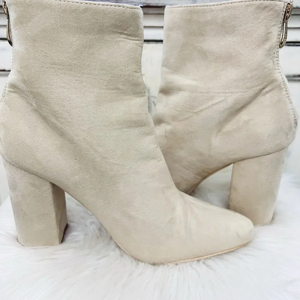 Cape Robbin Cream White Floral Embroidered Heeled Soft Suede Boots Size … - Picture 4 of 7